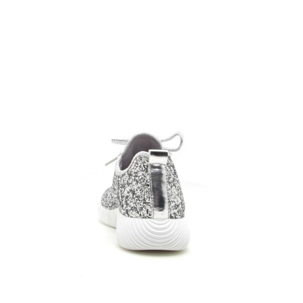 Silver Glitter Low Top Sneakers for Ladies - Picture 2 of 6